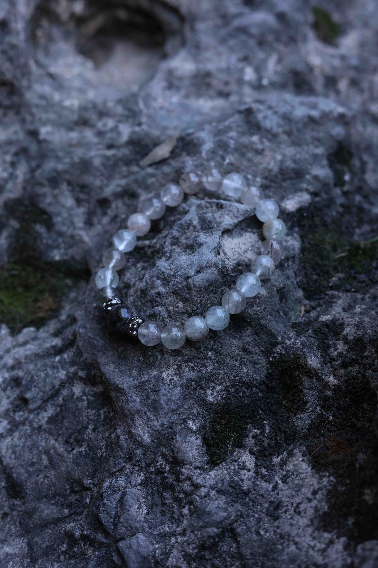 Green Rutilated Quartz mixed Phantom Quartz Bracelet(8mm)