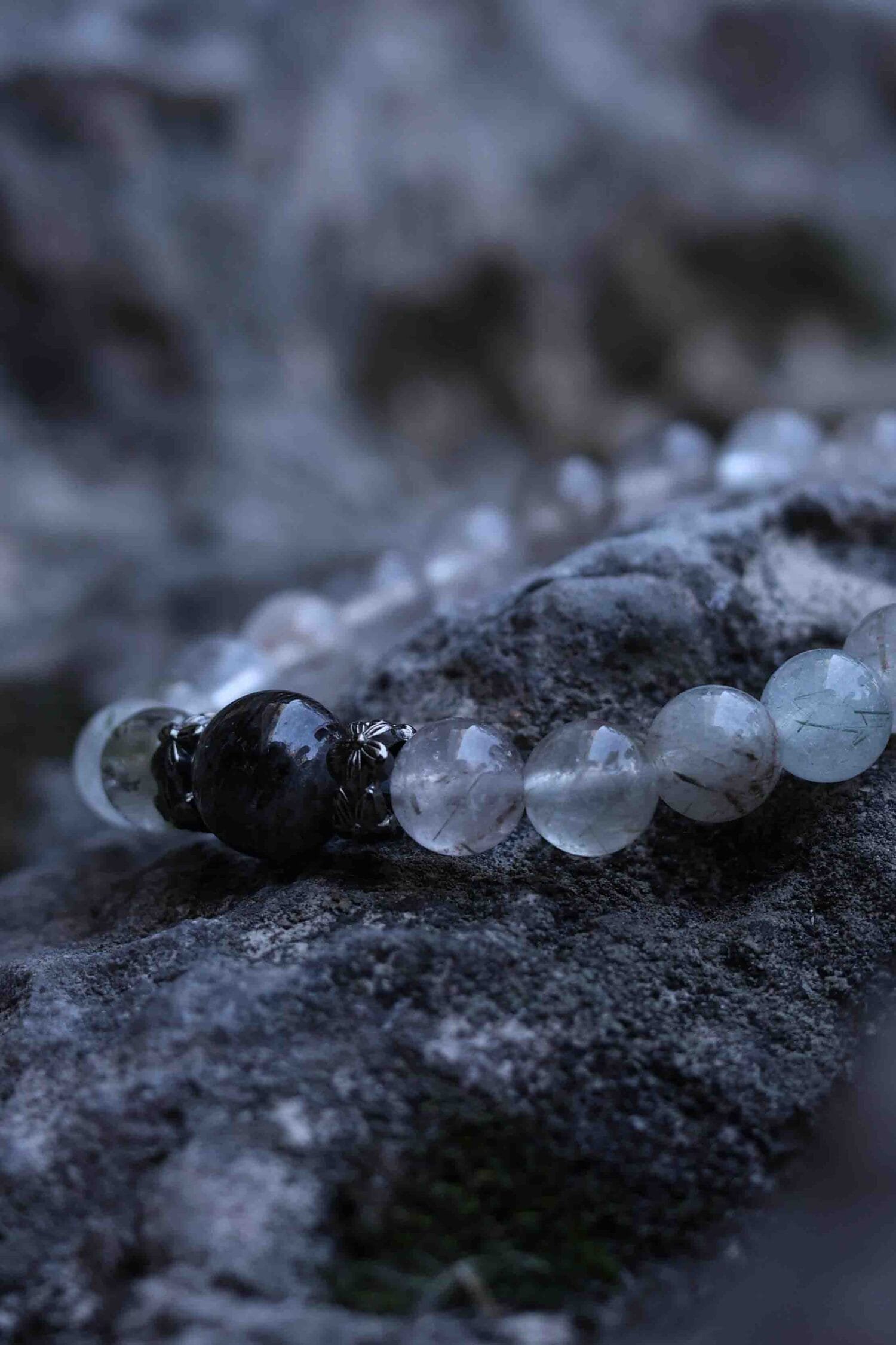 Green Rutilated Quartz mixed Phantom Quartz Bracelet(8mm)