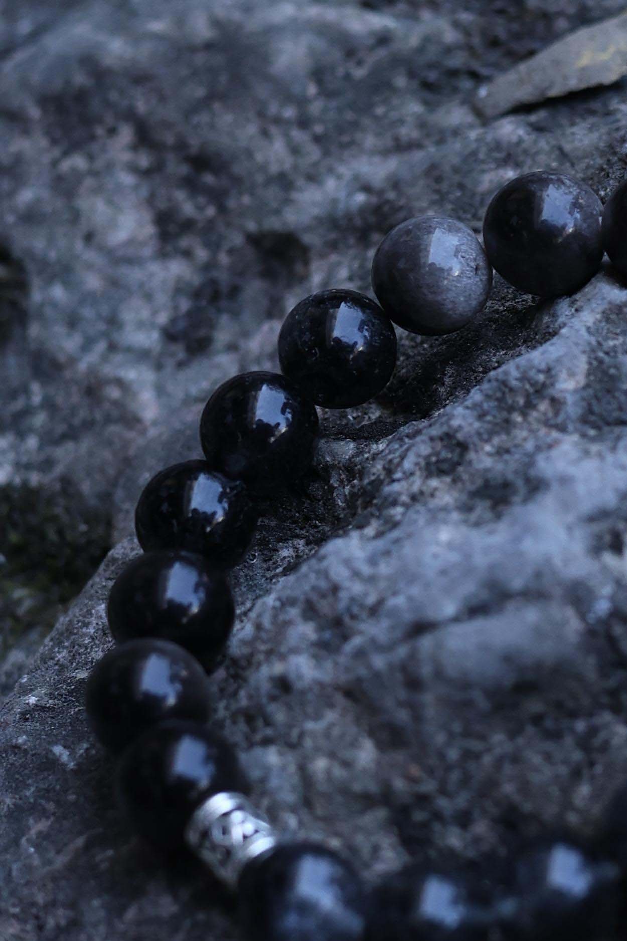 Silver Obsidian mixed Black Super seven Bracelet(8mm)