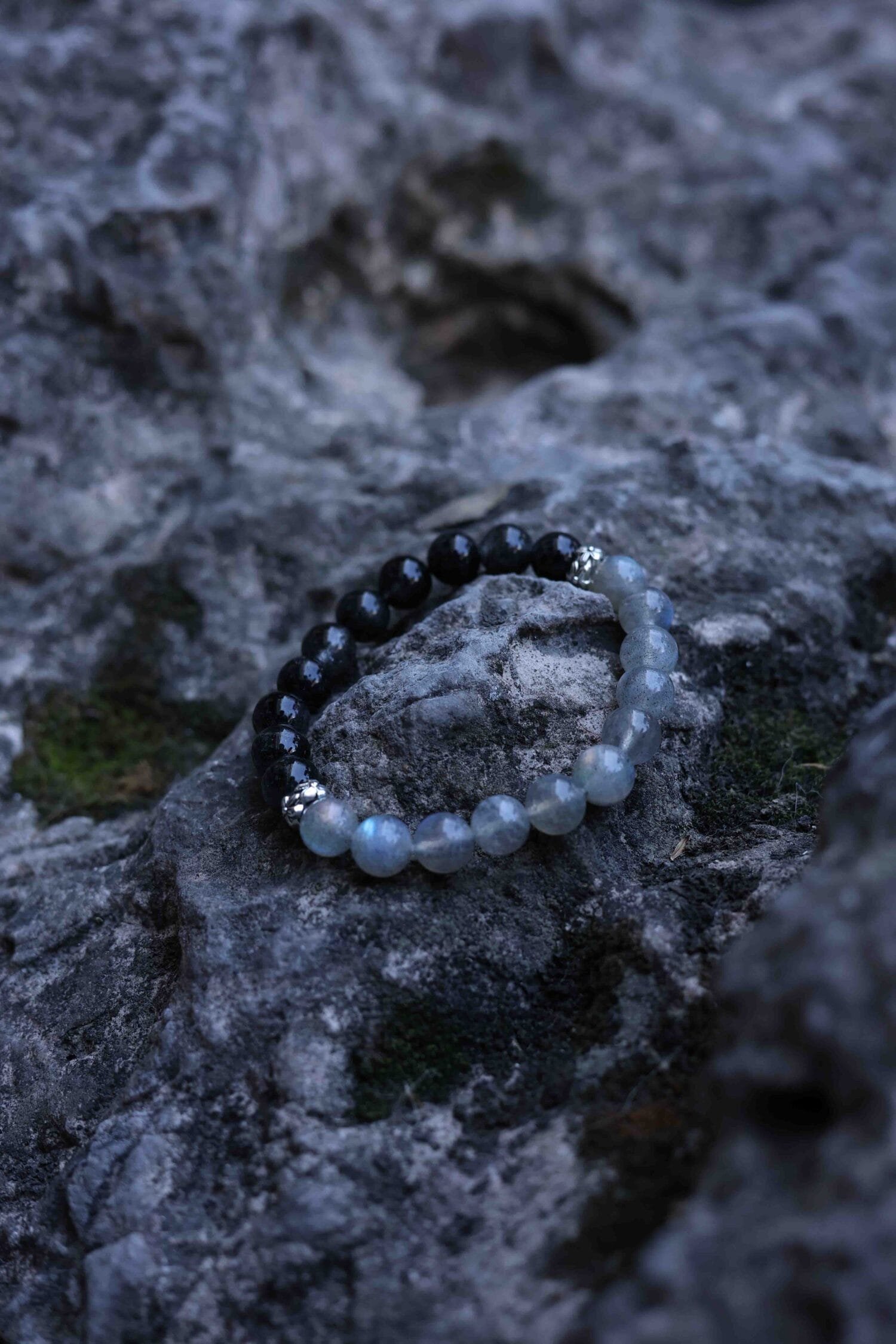 Black Super seven mixed Gray Moonstone Bracelet(8mm)