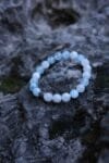 White Moonstone mixed Aquamarine Bracelet(8mm)