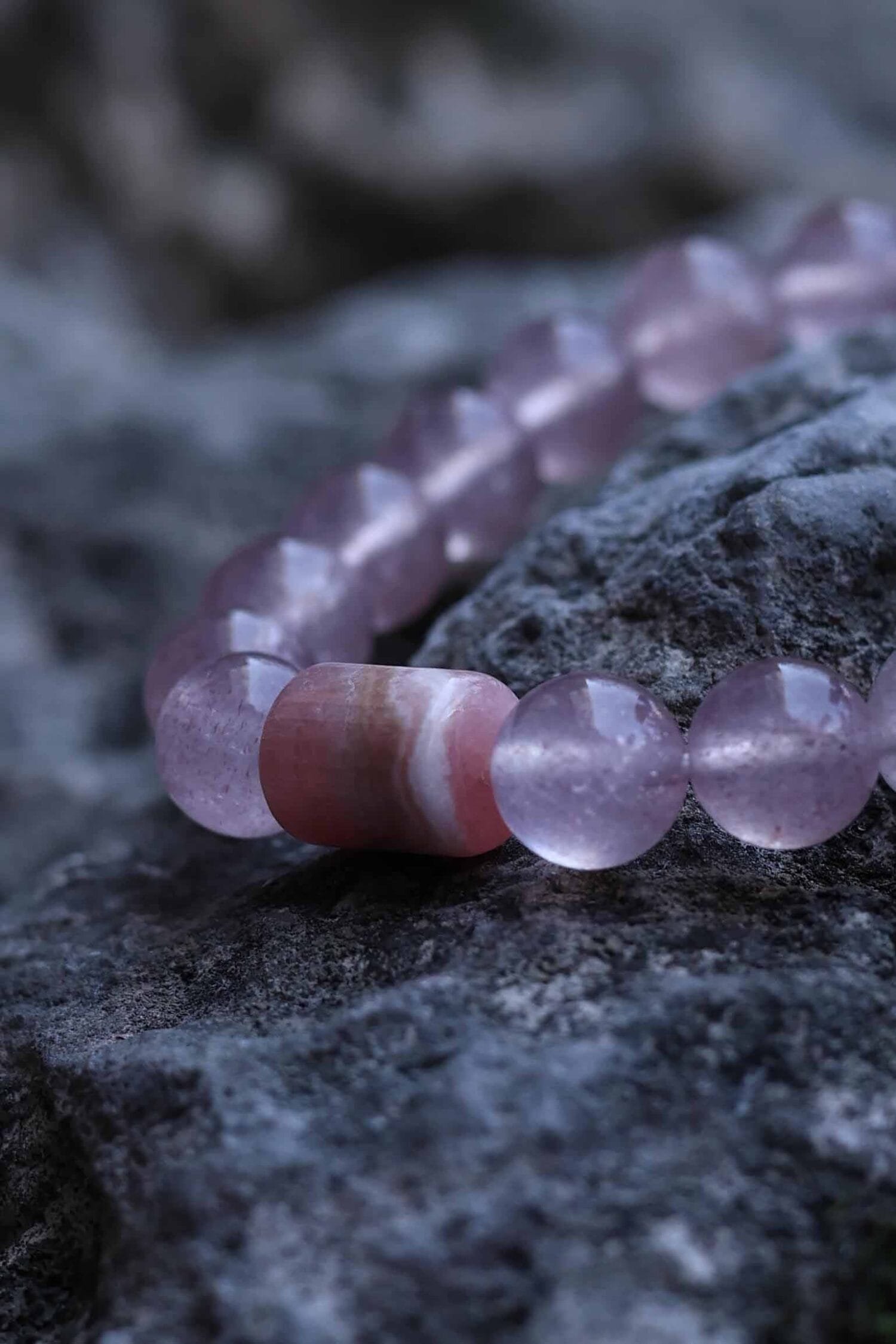 Strawberry Quartz mixed Rhodochrosite Bracelet(8mm)