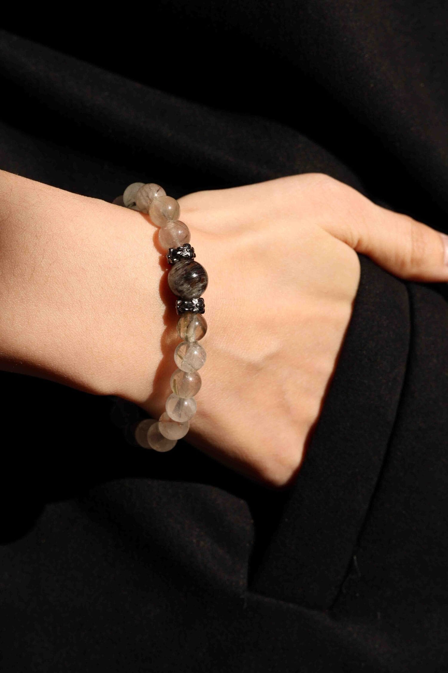 Green Rutilated Quartz mixed Phantom Quartz Bracelet(8mm)