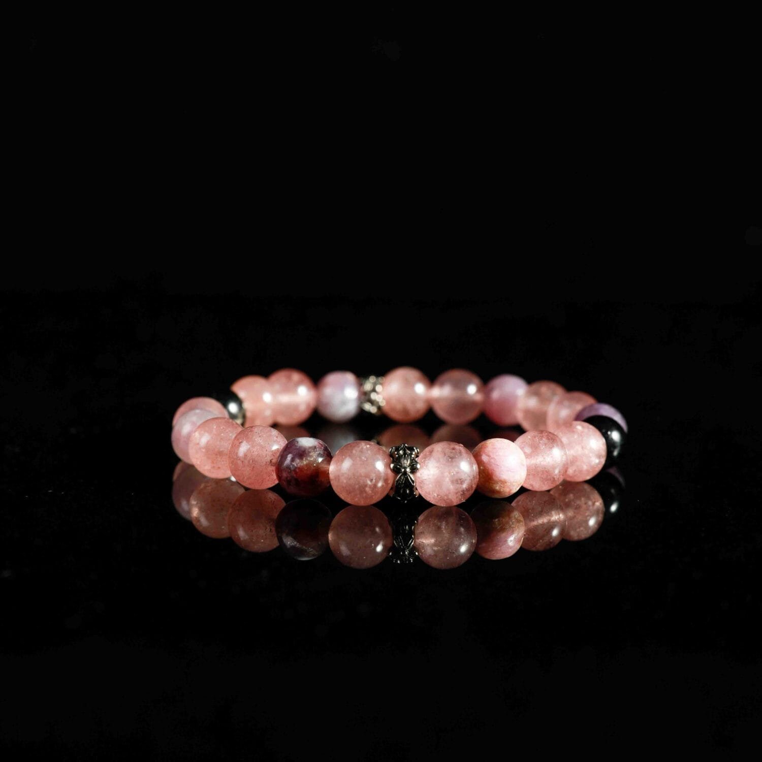 Strawberry Quartz mixed Tourmaline Bracelet(8mm)