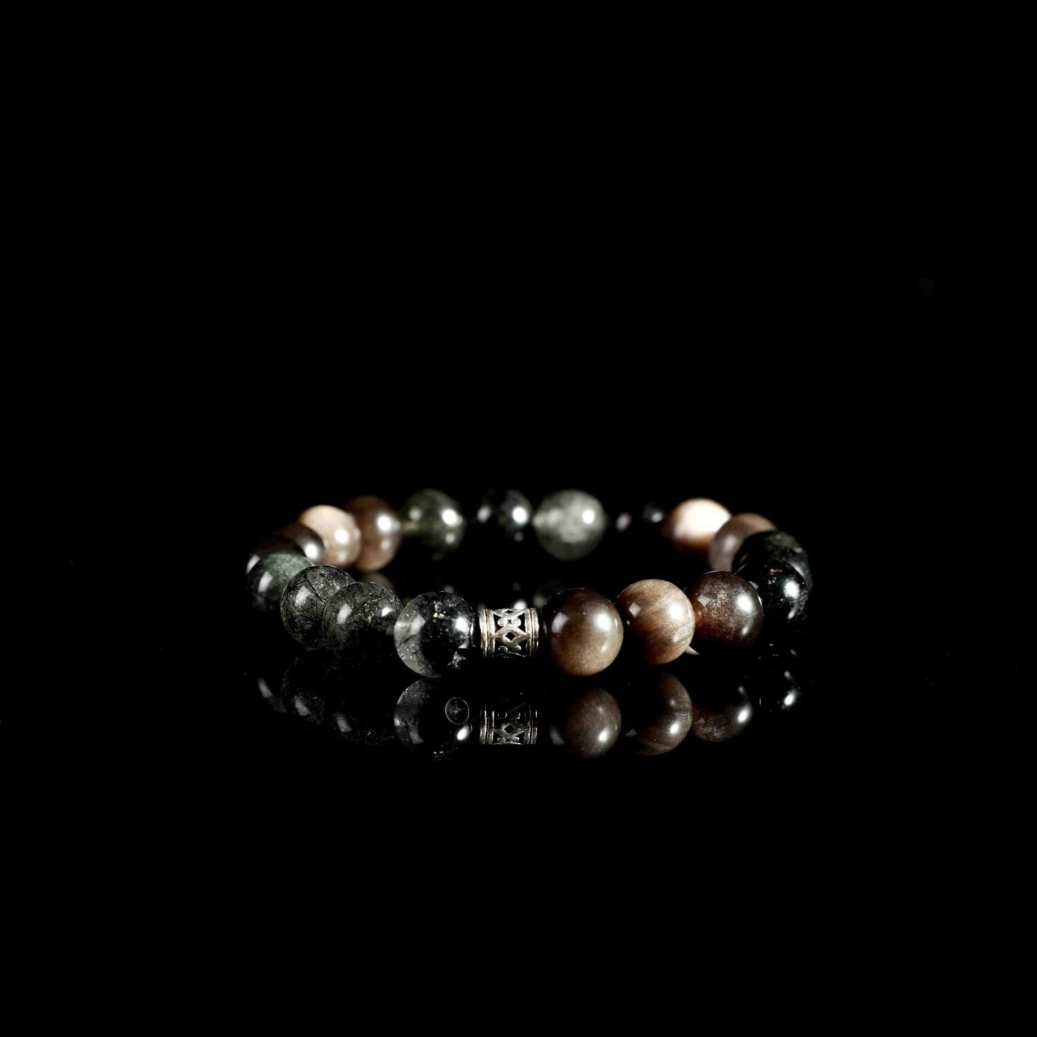 Silver Obsidian mixed Black Super seven Bracelet(8mm)