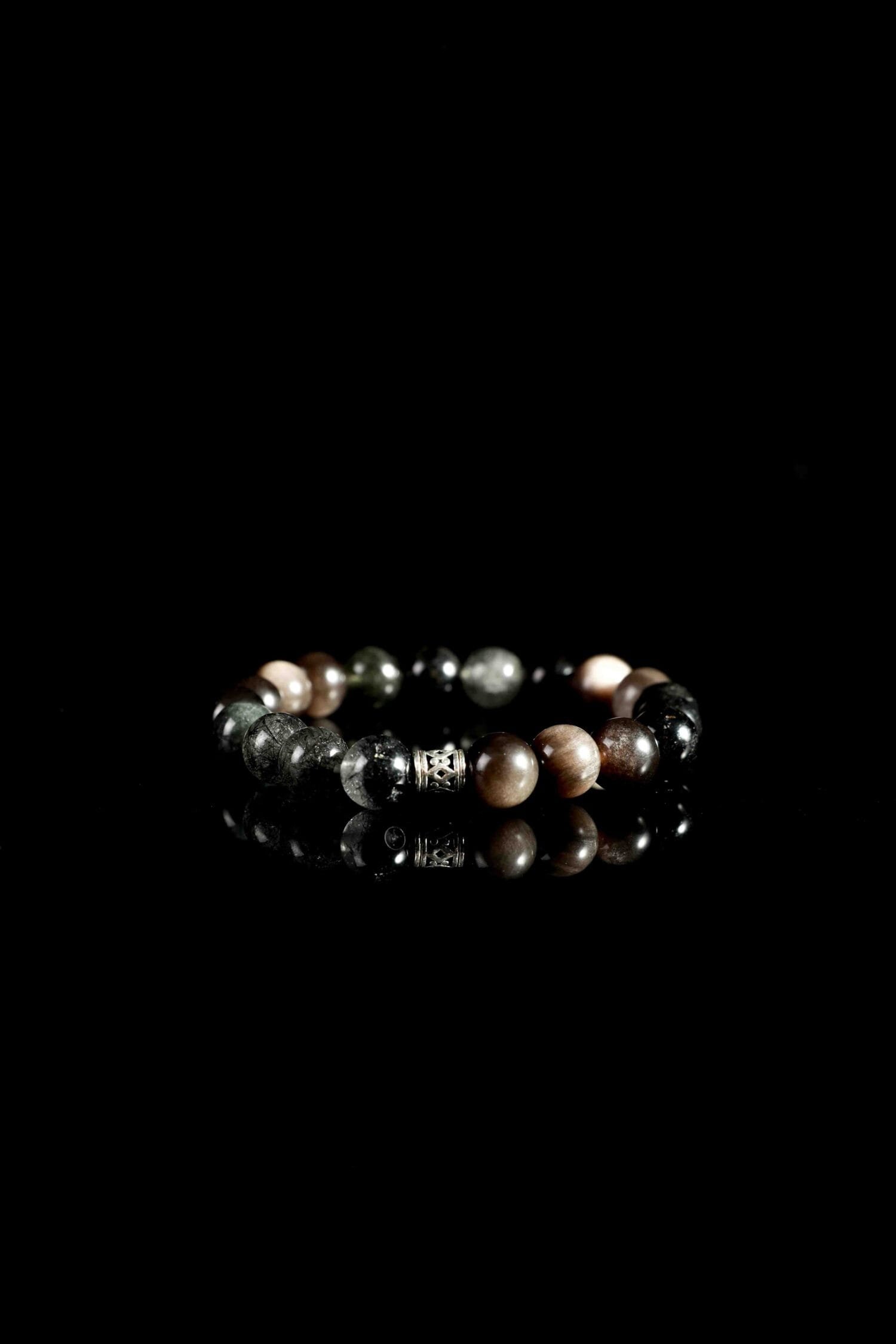 Silver Obsidian mixed Black Super seven Bracelet(8mm)