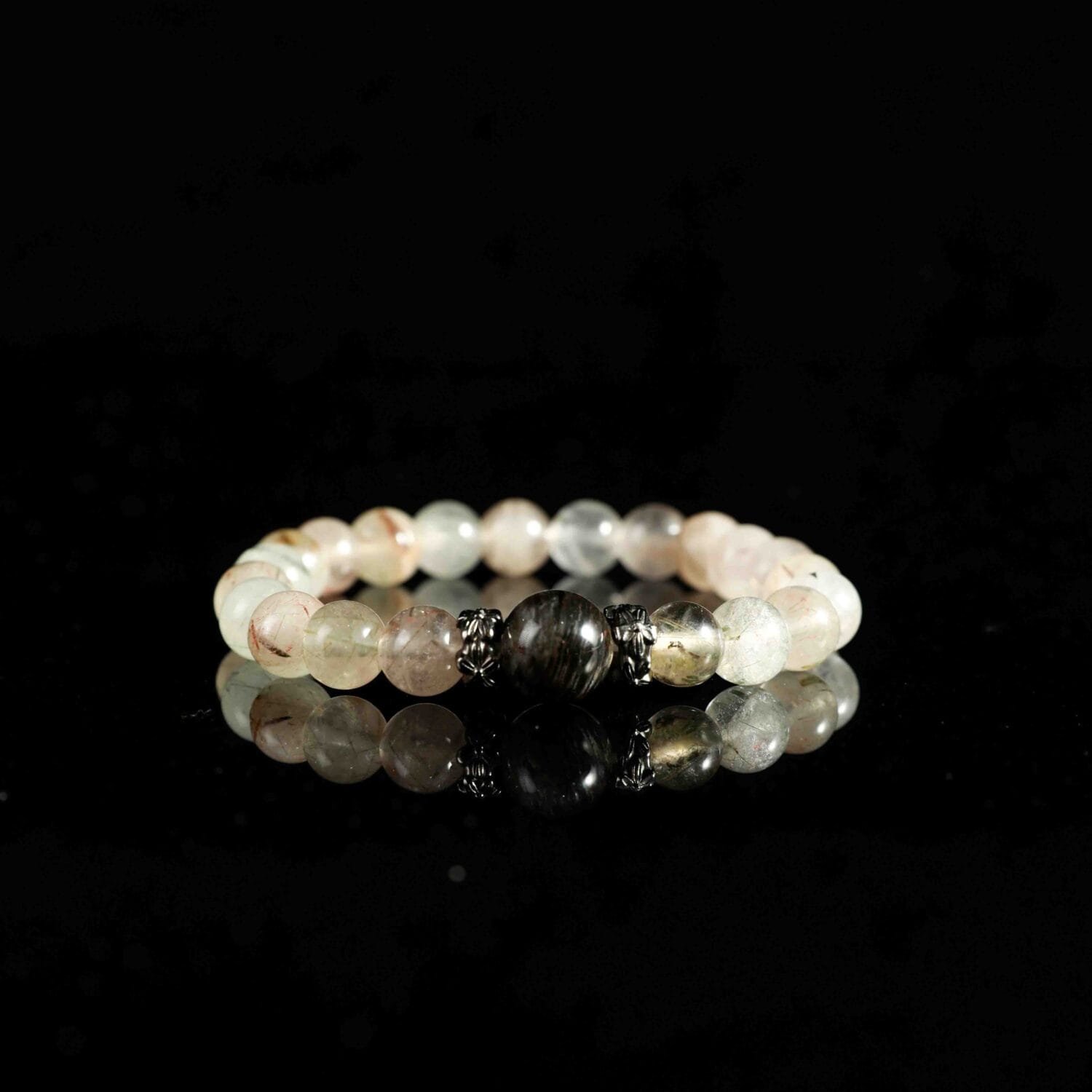 Green Rutilated Quartz mixed Phantom Quartz Bracelet(8mm)