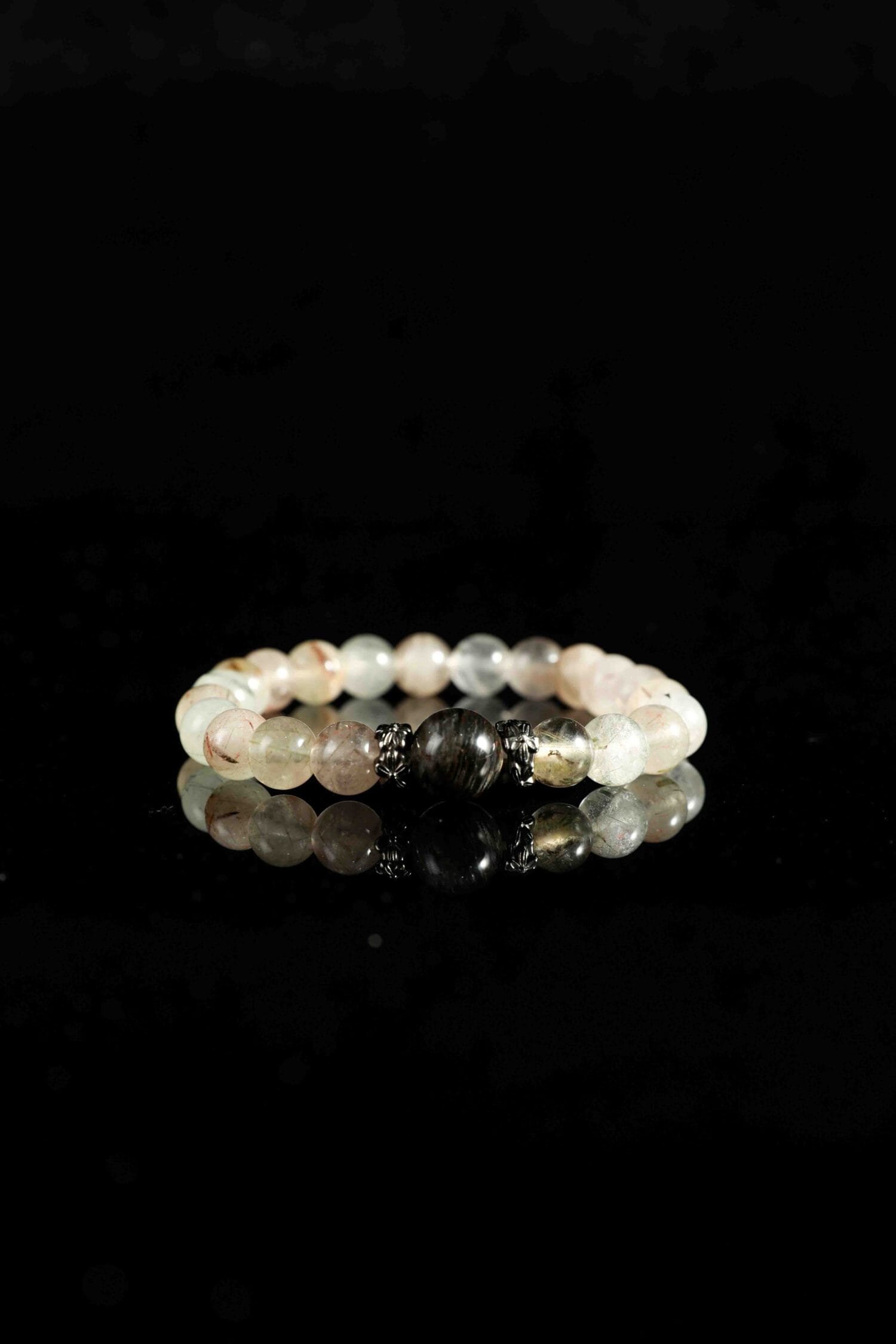 Green Rutilated Quartz mixed Phantom Quartz Bracelet(8mm)