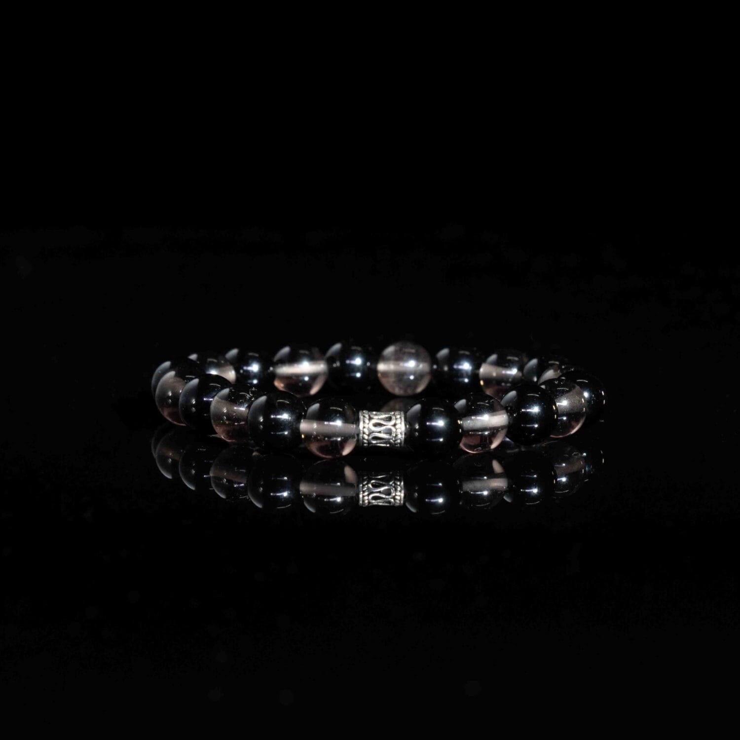Smoky Quartz mixed Black Obsidian Bracelet(8mm)