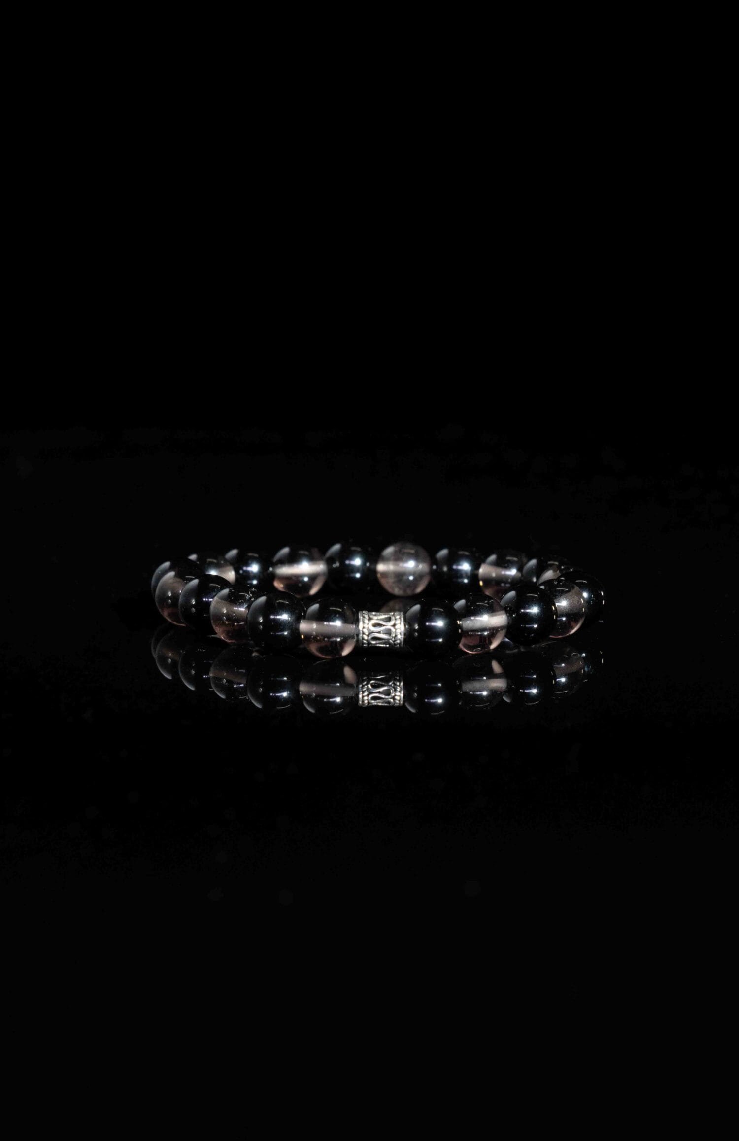 Smoky Quartz mixed Black Obsidian Bracelet(8mm)
