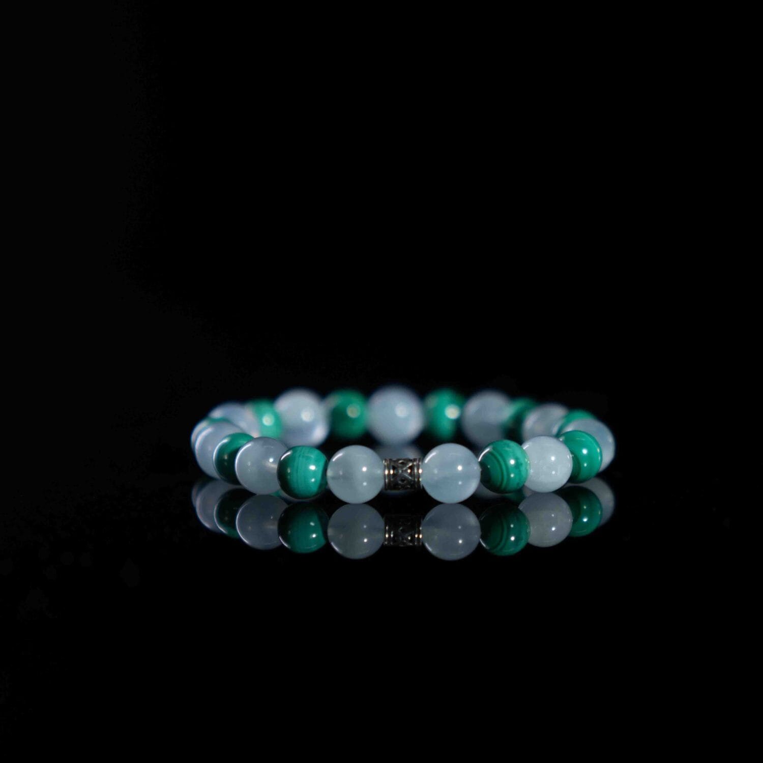 Aquamarine mixed Malachite Bracelet(8mm)