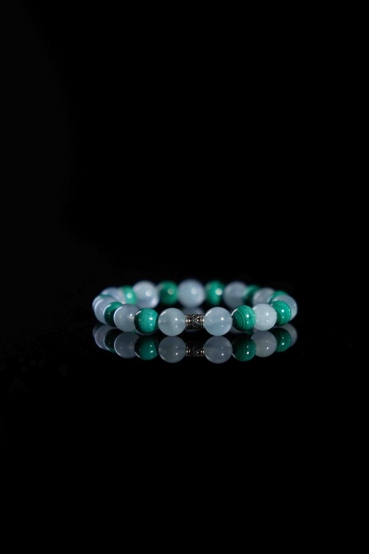 Aquamarine mixed Malachite Bracelet(8mm)