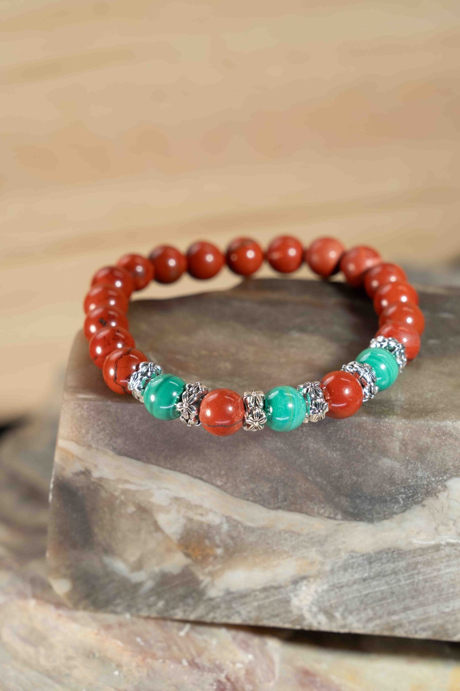 Red jasper mixed Malachite Bracelet(8mm)