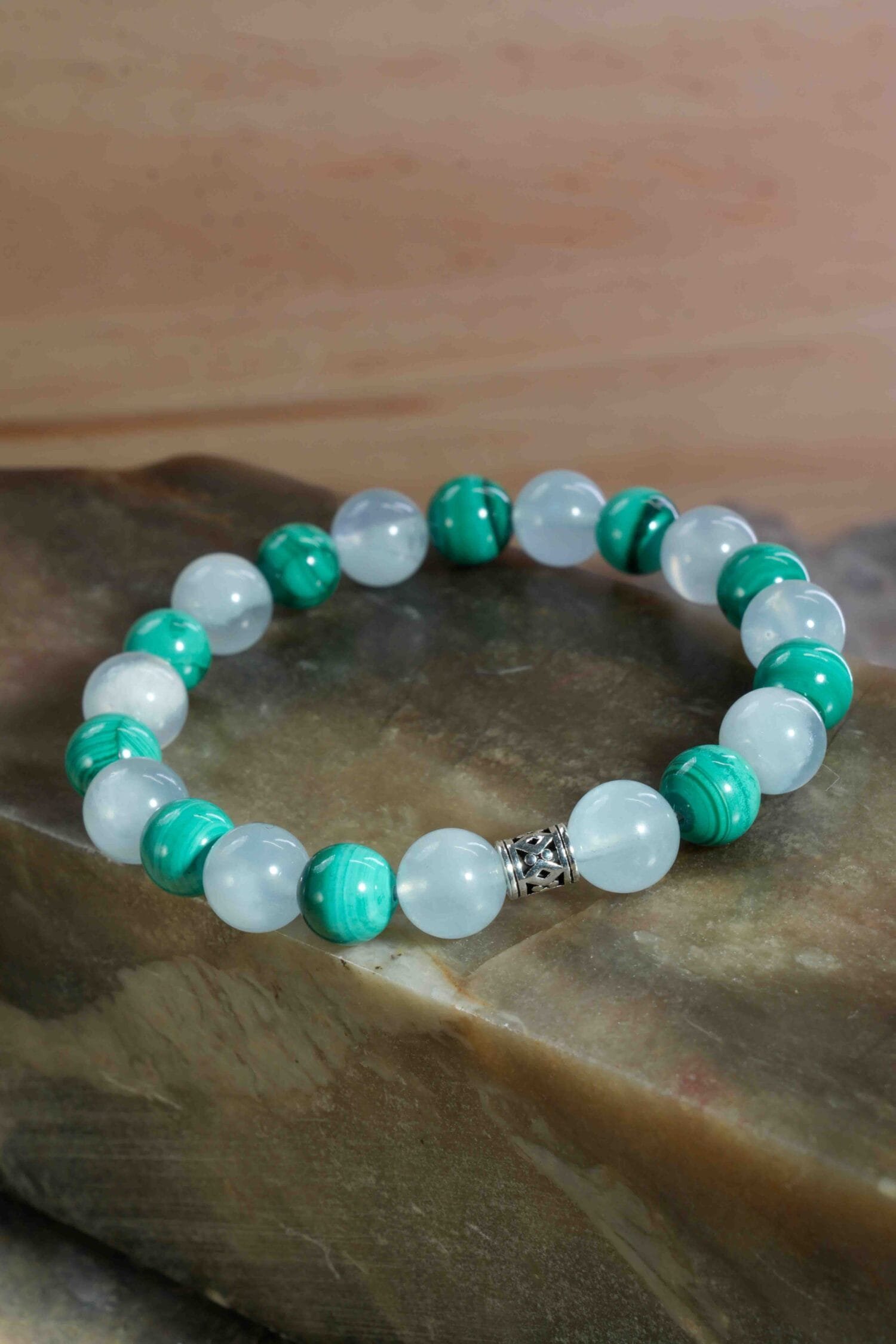 Aquamarine mixed Malachite Bracelet(8mm)