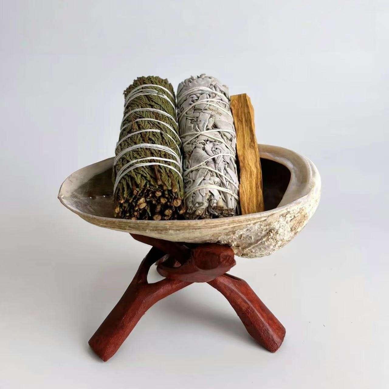 Palo santo smudge kit with abalone shell