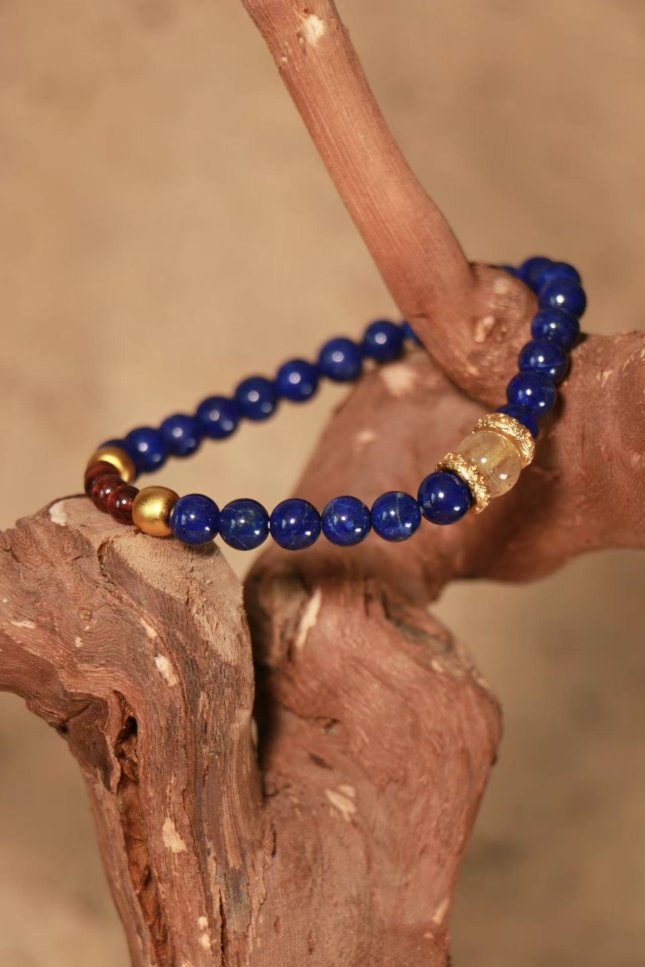 Lapis Lazuli mixed Garnet Bracelet(6mm)