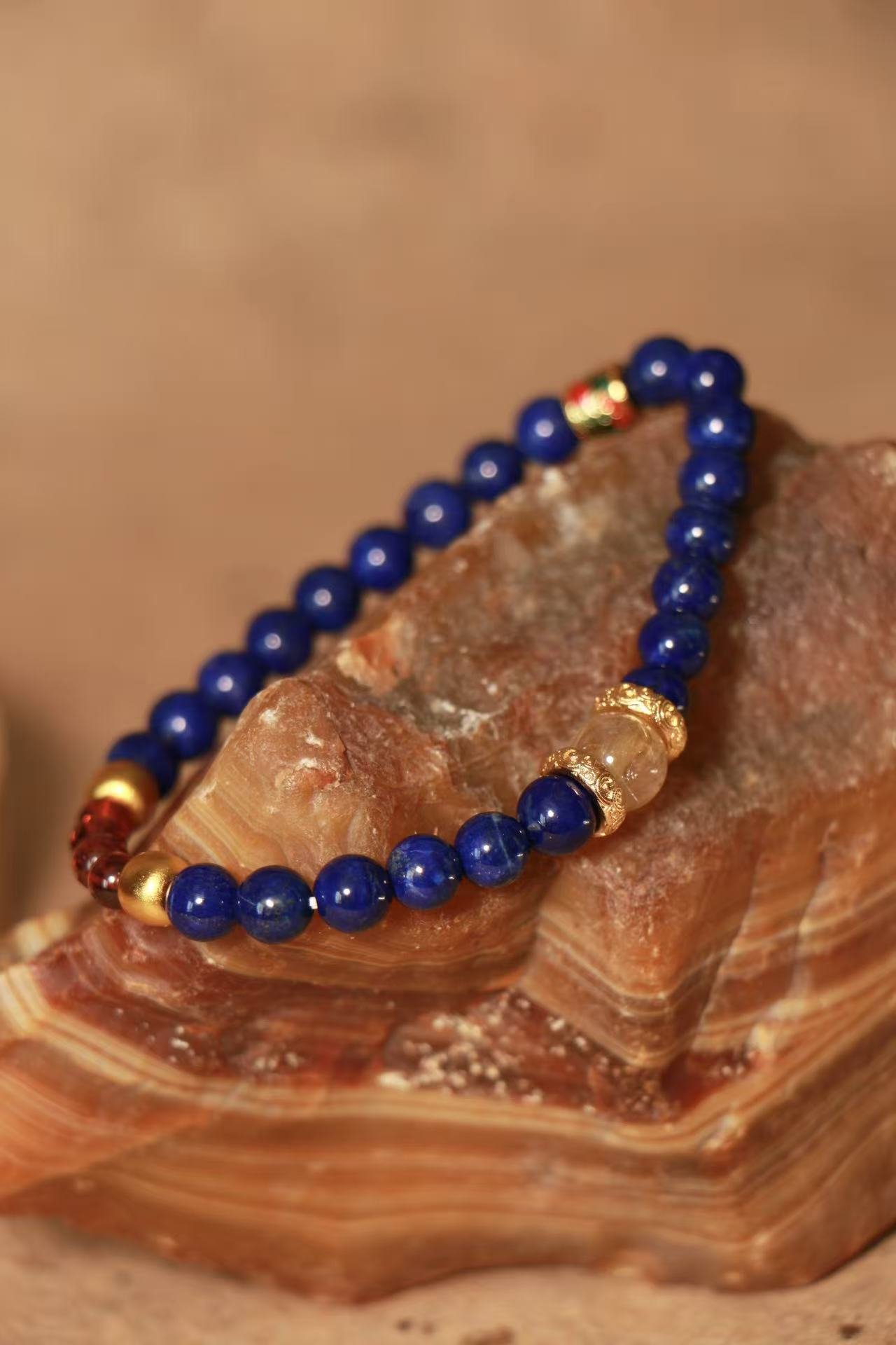 Lapis Lazuli mixed Garnet Bracelet(6mm)