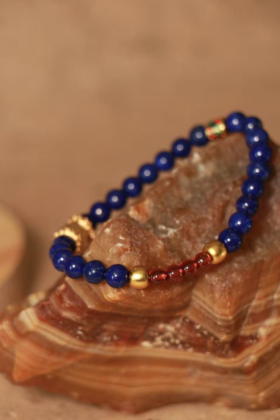 Lapis Lazuli mixed Garnet Bracelet(6mm)