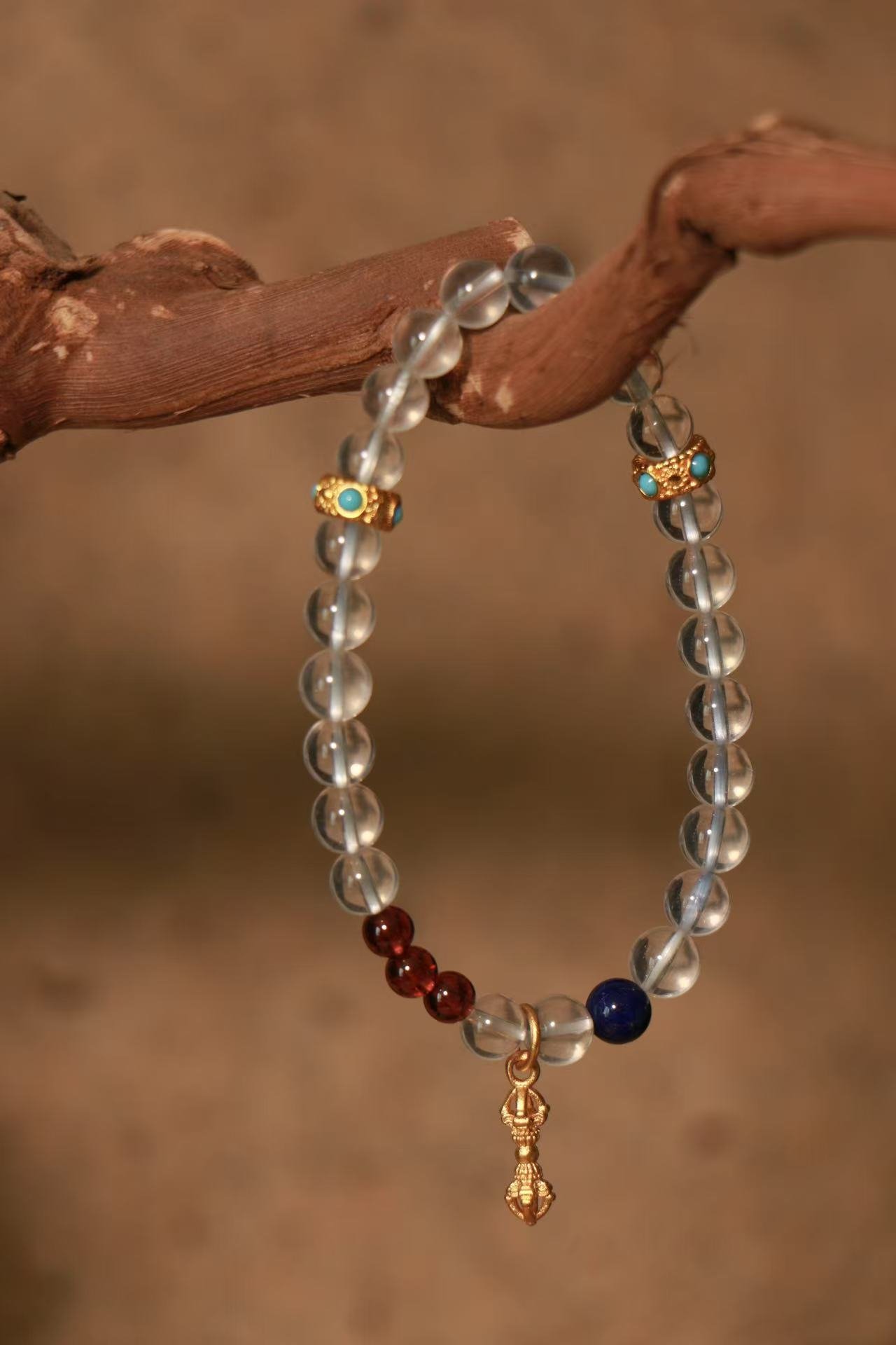 Clear Quartz mixed Red Agate Bracelet(6mm)